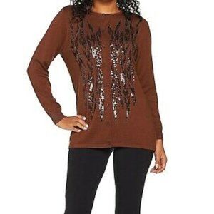 NWT BOB MACKIE BUTTON DOWN‎ SEQUIN BROWN CARDIGAN SMALL
